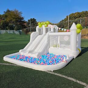 12.5 قدمًا في Oxford White Bounce House قلعة مع شرائحين قابلة للارتداد منزل للأطفال