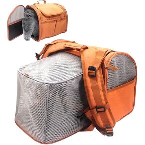 Cat Backpack Carrier, Cat Backpack Carrier, Dog Carrier Backpack, Expandable Pet Carrier Backpack, Small and Medium Dogs and Cats Bags, Up to 10 Lbs, for Travel, Hiking, Outdoor