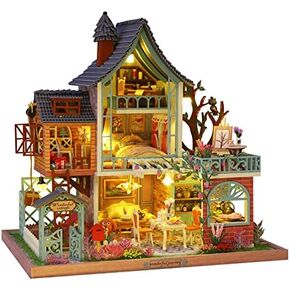 CRIOLPO Doll House Miniature Kit with Furniture, Big Japanese Courtyard Model, DIY Wooden Tiny House Building Set, Miniature House Kits for Adults, Inventive Room Decor - Tranquility Cottage