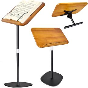2 in 1 Dual-use Podium Stand & Book Stand,Floor and Desktop Book Holder with Page Paper Clip for Cookbooks,Sheet Music,Laptop,Adjustable Angles,Height Adjustable from 16.5-51in Lecterns & Podiums