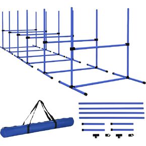 PawHut 4 Piece Dog Agility Training Equipment for Dog Agility Course with Adjustable Height Jump Bars, Included Carry Bag, & Displacing Top Bar, White