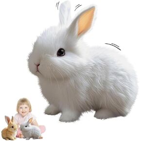 Bunny - Easter My Realistic Bunny Toy,2025 New Bunny Pal,Easter Interactive Plush Bunny,Realistic Bunny Can Walk and Talk,with Lifelike Movements, Hops,Twitches & Wiggles Ears,Easter Gift(White)