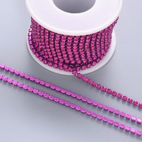 10 Yards Rhinestone Trim Crystal Close Chain Roll for Sewing Clothing Craft Jewelry Wedding Bouquet DIY Decoration (Black, 3.0mm)