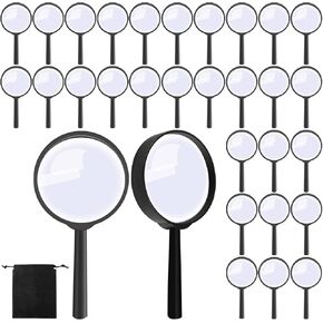 Elcoho 12 Pack Macheld Magnifier Plastic Mesthification Glass لقراءة مجوهرات المكتب المكتبي الملحقات مع كيس تخزين