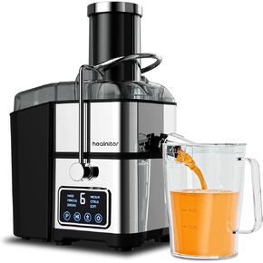 1100W 6-SPEED Digital Screen Centrifugal Juicer Machines Vegetable and Fruit, Healnitor Juice Extractor with 3.5" Big Wide Chute, Easy Clean, Anti-Drip Function, BPA-Free, Silver
