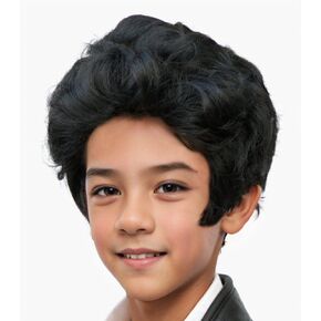 Witty Emporium Black Pompadour Big with SideBurns Child Boys Kids Costume Hair 50s 60s Rock Rock Roll Superstar Greaser Accessory Royal Rock Star Legend