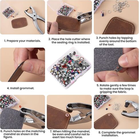 VARMDUKKE 60 Sets 3mm Metal Eyelets, 12 Colors Eyelets Grommets Kit, Round Small Eyelets with Washers, DIY Supplies Garment Accessory for Paper Crafts, Fabric Leather Belts in Saudi Arabia