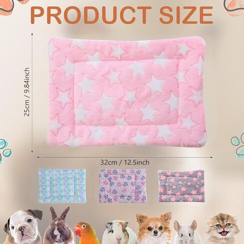 4 Pcs Waterproof Guinea Pig Bedding Winter Guinea Pig Plush Cage Liners Soft Dog Cat Bed Mat Reversible Cozy Animal Pee Pad Hamster Bed Mat Washable for Bunny (A Style, 9.6 * 7.5) in Kuwait
