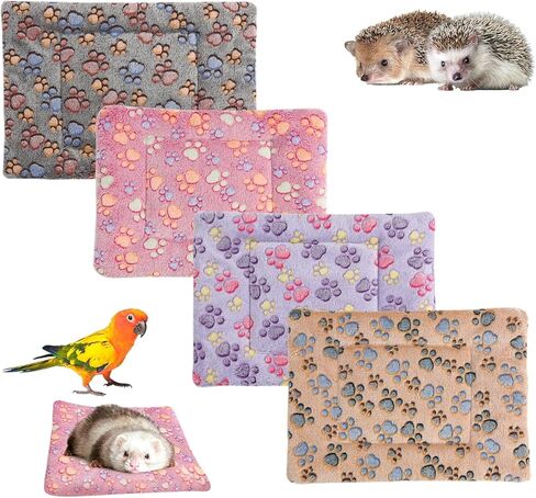 4 Pcs Waterproof Guinea Pig Bedding Winter Guinea Pig Plush Cage Liners Soft Dog Cat Bed Mat Reversible Cozy Animal Pee Pad Hamster Bed Mat Washable for Bunny (A Style, 9.6 * 7.5) in Kuwait