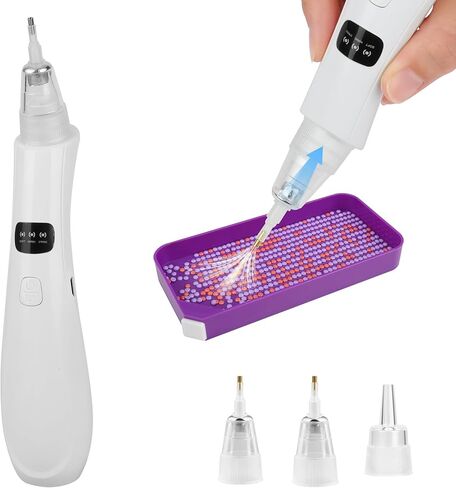 Electric Diamond Art Painting Pen,Wireless Pen with Vacuum Pump,3 Interchangeable Tips, 3 Adjustable Suction Modes,Wax-Free AB Diamond Inlay Accessories, DIY Diamond Painting Tools in Saudi Arabia