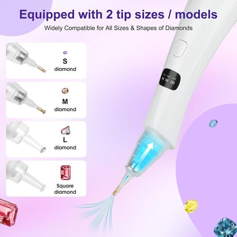 Electric Diamond Art Painting Pen,Wireless Pen with Vacuum Pump,3 Interchangeable Tips, 3 Adjustable Suction Modes,Wax-Free AB Diamond Inlay Accessories, DIY Diamond Painting Tools in Saudi Arabia