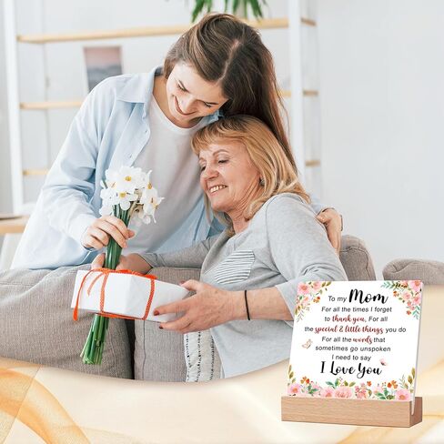 Mom Ceramic Plaque - Mother's Day Gifts for Mom from Daughter, Son - Valentine Christmas Birthday Gifts Ideas for Moms, Step Moms, Mama - Mother Appreciation Sign, Thank You Mum Plaque Home Decoration in Saudi Arabia