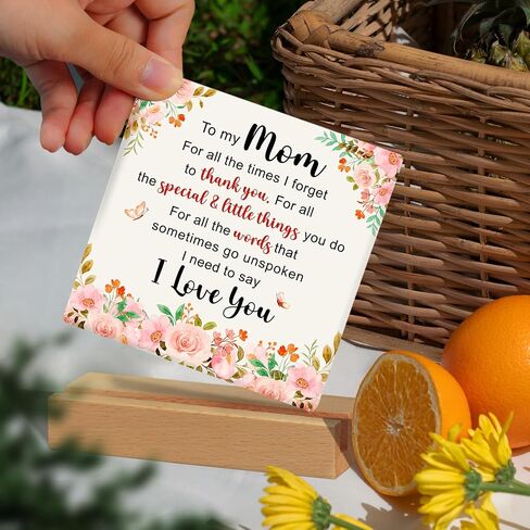 Mom Ceramic Plaque - Mother's Day Gifts for Mom from Daughter, Son - Valentine Christmas Birthday Gifts Ideas for Moms, Step Moms, Mama - Mother Appreciation Sign, Thank You Mum Plaque Home Decoration in Saudi Arabia