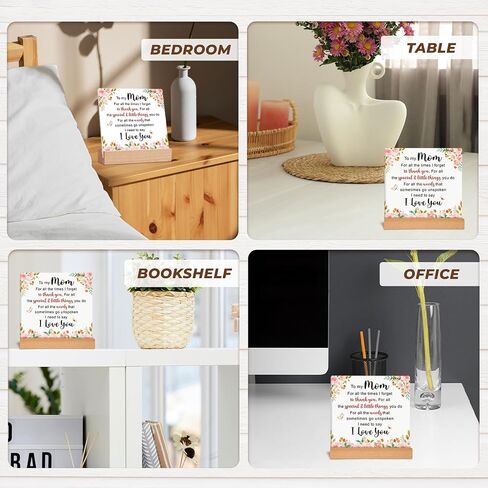 Mom Ceramic Plaque - Mother's Day Gifts for Mom from Daughter, Son - Valentine Christmas Birthday Gifts Ideas for Moms, Step Moms, Mama - Mother Appreciation Sign, Thank You Mum Plaque Home Decoration in Saudi Arabia