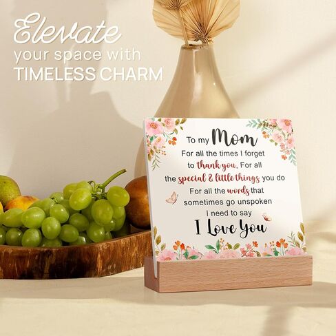 Mom Ceramic Plaque - Mother's Day Gifts for Mom from Daughter, Son - Valentine Christmas Birthday Gifts Ideas for Moms, Step Moms, Mama - Mother Appreciation Sign, Thank You Mum Plaque Home Decoration in Saudi Arabia