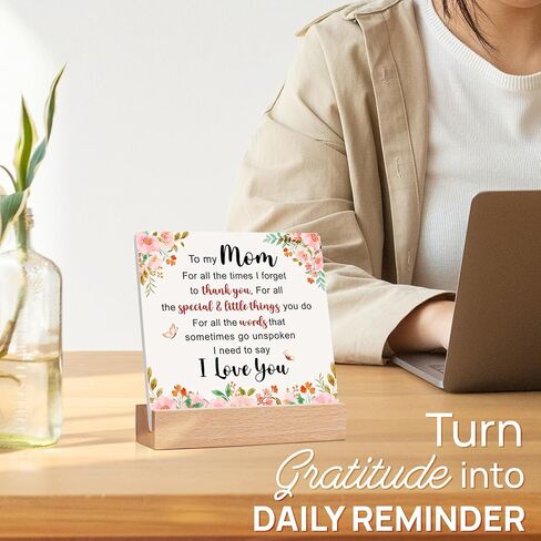 Mom Ceramic Plaque - Mother's Day Gifts for Mom from Daughter, Son - Valentine Christmas Birthday Gifts Ideas for Moms, Step Moms, Mama - Mother Appreciation Sign, Thank You Mum Plaque Home Decoration in Saudi Arabia