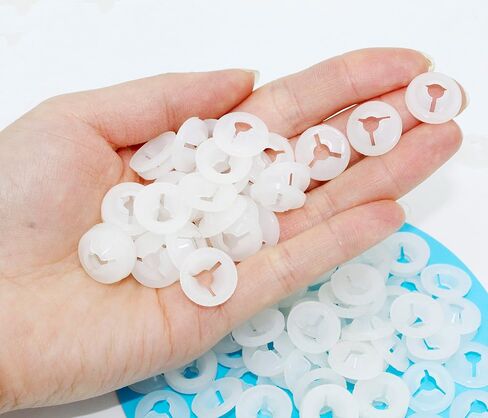 ARTCXC 150pcs غسالات بلاستيكية صغيرة ثلاثة غسالات شوكة مصممة لدمى دمية دمية دمية دمية الحيوانية والأنف من 9-14 ملم in Kuwait