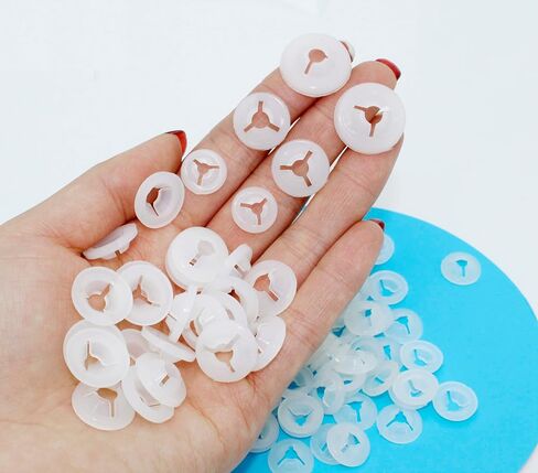 ARTCXC 150pcs غسالات بلاستيكية صغيرة ثلاثة غسالات شوكة مصممة لدمى دمية دمية دمية دمية الحيوانية والأنف من 9-14 ملم in Kuwait