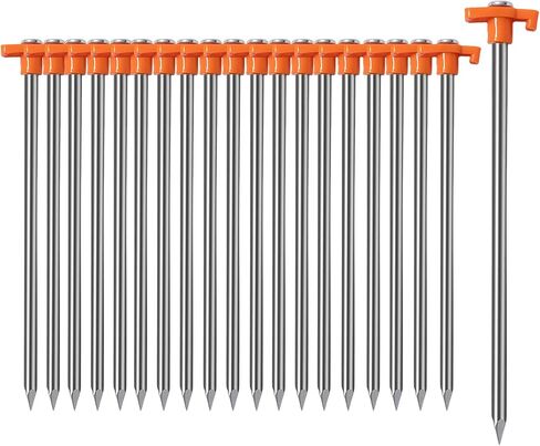 Cheardia 10 Pack Tent Stakes Heavy Duty, 10.25 Inch Yard Stakes Non-Rust Metal Tent Pegs Ground Stakes Tent Spikes for Camping Patio, Garden, Canopies, Grassland, Outdoor, Green in Saudi Arabia
