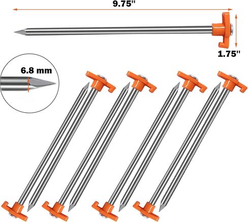 Cheardia 10 Pack Tent Stakes Heavy Duty, 10.25 Inch Yard Stakes Non-Rust Metal Tent Pegs Ground Stakes Tent Spikes for Camping Patio, Garden, Canopies, Grassland, Outdoor, Green in Saudi Arabia