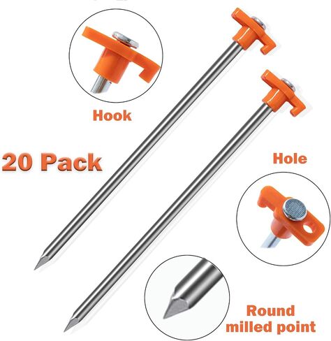 Cheardia 10 Pack Tent Stakes Heavy Duty, 10.25 Inch Yard Stakes Non-Rust Metal Tent Pegs Ground Stakes Tent Spikes for Camping Patio, Garden, Canopies, Grassland, Outdoor, Green in Saudi Arabia