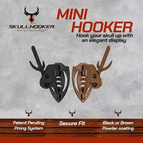Skull Hooker Mini Hooker Skull Hanger - Perfect Kit for Hanging and Mounting Taxidermy Bear, Small Deer, Pronghorn, and Other Smaller Skulls for Display, Robust Brown in Saudi Arabia