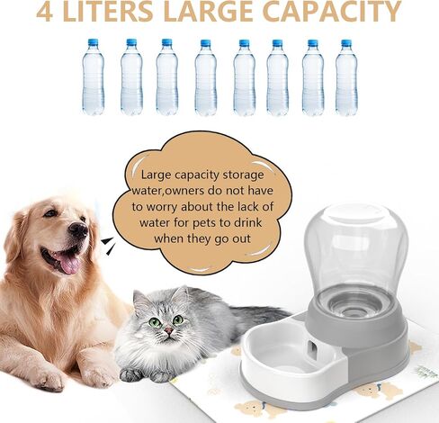 6L أوتوماتيكي كلب مياه أوتوماتيكي موزع-موزع مياه Pet Staltwo ، مغذي المياه الكبيرة للقطط والكلاب ، خالية من BPA ، رمادي 6 لتر in Kuwait