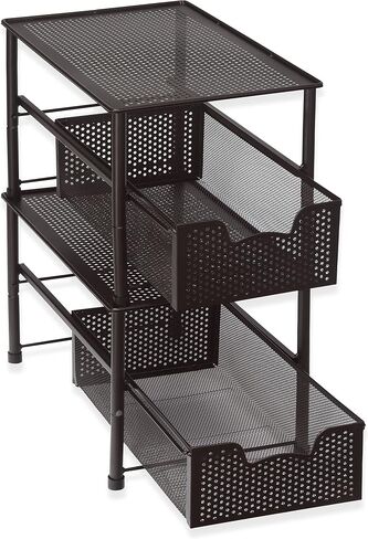 Simple Houseware Stackable Under Sink Cabinet Sliding Basket Organizer Drawer, Pink in Saudi Arabia
