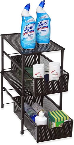 Simple Houseware Stackable Under Sink Cabinet Sliding Basket Organizer Drawer, Pink in Saudi Arabia