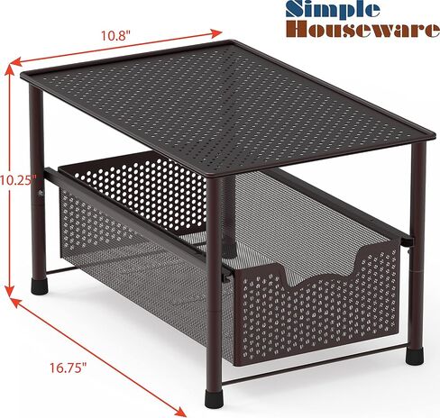 Simple Houseware Stackable Under Sink Cabinet Sliding Basket Organizer Drawer, Pink in Saudi Arabia