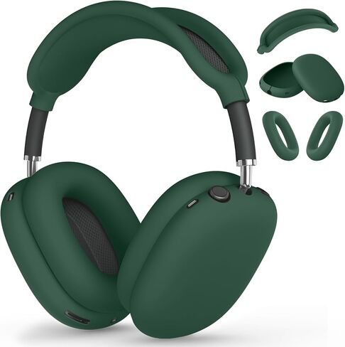 4 in 1 Silicone Case Cover for AirPods Max 2/ AirPods Max Headphones, Black | Ear Pad Case Cover/Ear Cups Cover/Headband Cover for AirPods Max 2 & 1, Accessories Silicone Protector for Apple AirPods Max in Saudi Arabia