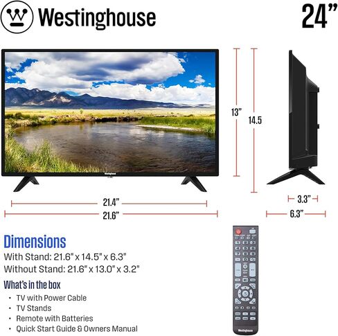 Westinghouse 32 Inch TV, 720p HD LED Small Flat Screen TV with HDMI, USB, VGA, & V-Chip Parental Controls, Non-Smart TV or Monitor for Home, Kitchen, RV Camper, or Office in Kuwait