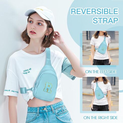 Small Initial Sling Bag Crossbody Bag Fanny Pack for Girls Women Cute Chest Bag Cross Body Bag Personalized Gift in Saudi Arabia