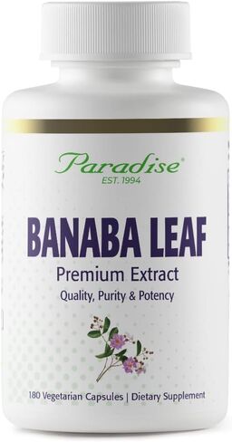 Paradise Herbs Banaba Leaf Extract, 250mg Vegan Supplement, Non GMO, Gluten Free, 180 Vegetarian Capsules in Kuwait