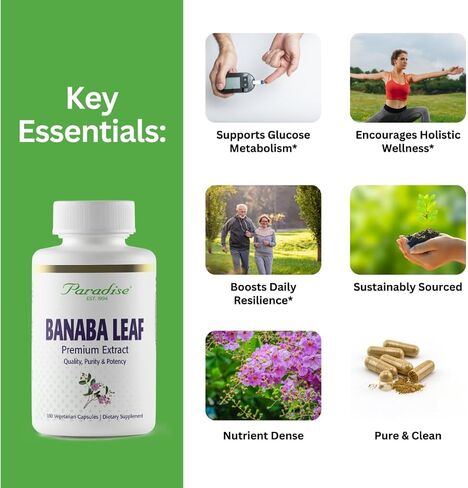 Paradise Herbs Banaba Leaf Extract, 250mg Vegan Supplement, Non GMO, Gluten Free, 180 Vegetarian Capsules in Kuwait