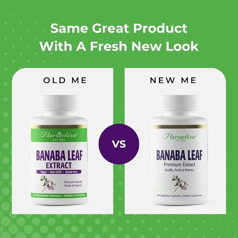 Paradise Herbs Banaba Leaf Extract, 250mg Vegan Supplement, Non GMO, Gluten Free, 180 Vegetarian Capsules in Kuwait