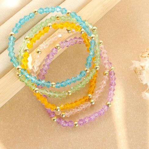 Beads Gemstone Beads للنساء ، Boho المصنوعة يدويًا من الذهب الكريستالي الصداقة القابلة للتكديس تمديد ملحقات الزي الهدية المجوهرات. in Kuwait