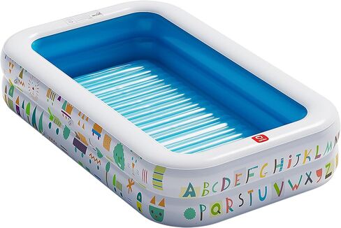 حمام سباحة QPAU Kiddie - 65 "× 39" قابلة للنفخ للأطفال والأطفال الصغار ، وحمام الكرة والرضيع مع أرضية ناعمة ، وأبجدية تعليمية ، وألعاب اللعب في الهواء الطلق متينة للمرح الخلفي والمتعة الداخلية (الأزرق) in Kuwait