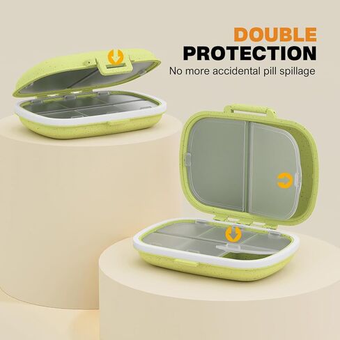 MEACOLIA 3 Pack 8 Compartments Travel Pill Organizer Moisture Proof Small Pill Box for Pocket Purse Daily Pill Case Portable Medicine Vitamin Holder Container (Red, Yellow, Dark Blue) in Kuwait