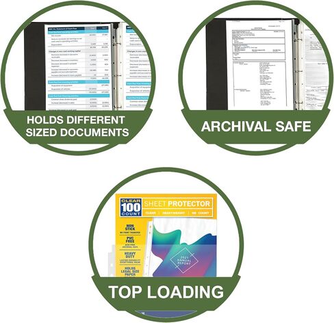 Samsill Heavyweight 50 Pack Sheet Protectors Landscape, 11x17 Ledger Size Clear Plastic Page Protectors for 3 Ring Binder, Oversized, 3 Hole Punched, Poster Storage, Side Loading in Saudi Arabia