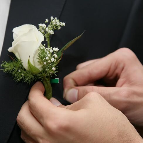 Leinuosen 100 Pcs Plastic Boutonniere Safety Pins Wedding Brooch T-Shaped Corsage Pins Safety Clips for Wedding DIY Flower Brooch Boutonniere Supplies, Green(T-Shaped) in Saudi Arabia