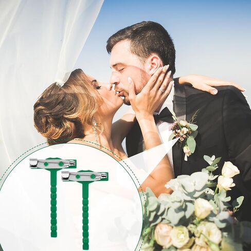 Leinuosen 100 Pcs Plastic Boutonniere Safety Pins Wedding Brooch T-Shaped Corsage Pins Safety Clips for Wedding DIY Flower Brooch Boutonniere Supplies, Green(T-Shaped) in Saudi Arabia