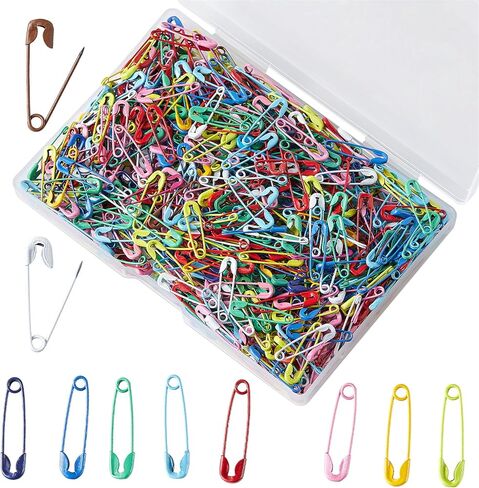 19mm Mini Safety Pins - Pack of 200pcs Small Colors Safety Pins- Versatile Clothing Tag Pins for Repair, Crafting & Fashion Accessories Making in a PP Box in Kuwait