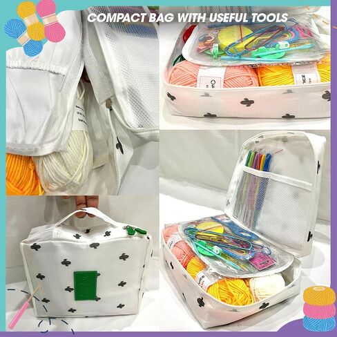 OPTIVICE Crochet Kits for Beginners Adults Knitting Kit Ergonomic Metal Crochet Hooks Knitting Accessories Tools Crochet Wool Yarn Storage Case Needles Crochet Starter Kit (Sea Green) in Saudi Arabia