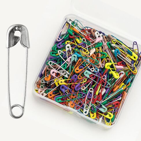 19mm Mini Safety Pins - Pack of 200pcs Small Colors Safety Pins- Versatile Clothing Tag Pins for Repair, Crafting & Fashion Accessories Making in a PP Box in Kuwait