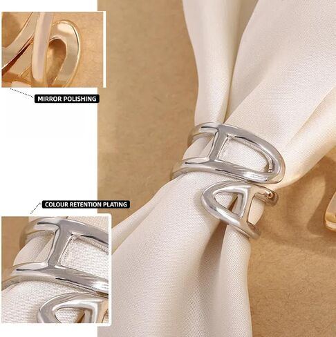 SYWDUDUCLT 2 Pcs Scarf Rings For Women, Metal Scarf Buckle, Black/White in Saudi Arabia