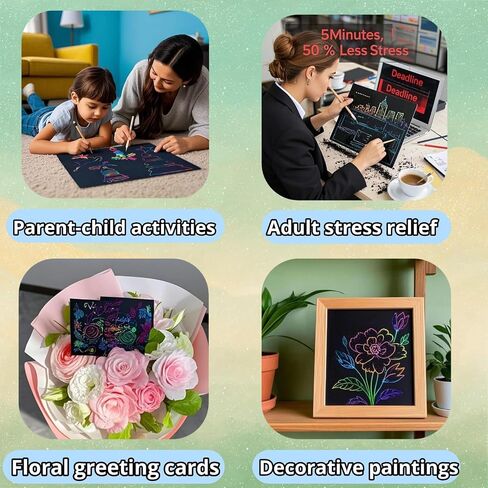 wiwbbitl Scratch Art for Kids - 240 Rainbow Scratch Paper Sheets & 26 Bamboo Stylus, Fun Classroom Arts and Crafts for Kids Ages 4-8,Creative Gift for School Birthday Travel Toy in Kuwait