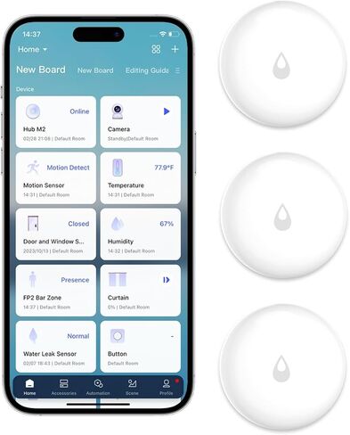 Aqara Water Leak Sensor, Requires AQARA HUB, Not Support Third Party Hubs, Wireless Water Leak Detector for Alarm System and Smart Home Automation, for Kitchen Bathroom Basement, Works with IFTTT in Kuwait