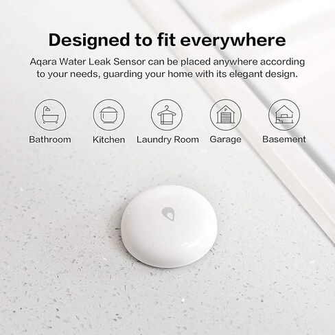 Aqara Water Leak Sensor, Requires AQARA HUB, Not Support Third Party Hubs, Wireless Water Leak Detector for Alarm System and Smart Home Automation, for Kitchen Bathroom Basement, Works with IFTTT in Kuwait