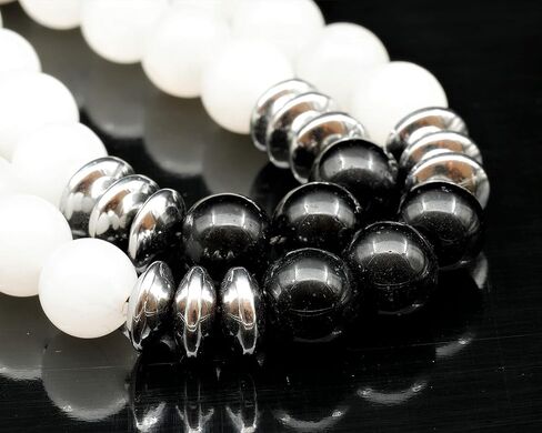 ElisaJewelryArt - Natural Raw Selenite With Tourmaline Crystal Beaded Necklace Genuine Selenite And Amethyst Gemstone Cleansing Stone Clasp Closure Necklace Unisex Necklace (22, Tourmaline) in Kuwait